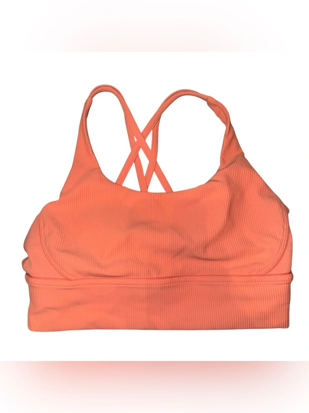 LULULEMON Energy Longline Bra Ribbed Luxtreme Orange Size 10